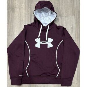Under Armour Sweater Women Sz M Burgundy w/Pink Camo Print Hoodie Quilted Logo